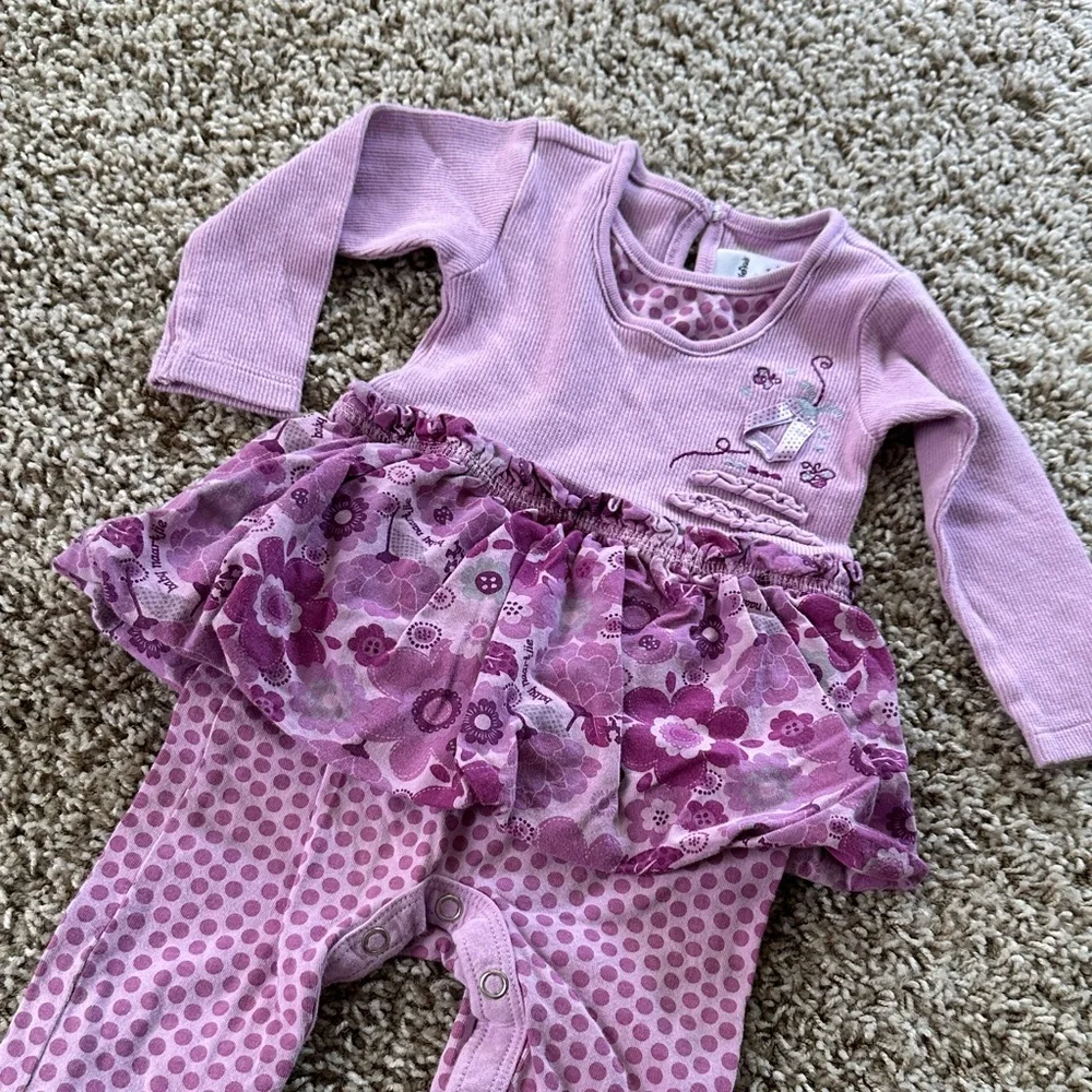 Naartjie Lavender Floral One Piece Onesie Jumper Snap Closure girls ruffles